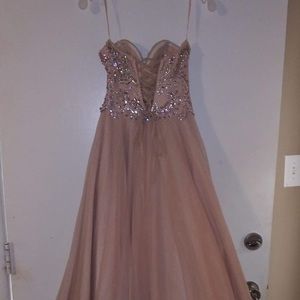Gorgeous strapless dusty rose gown